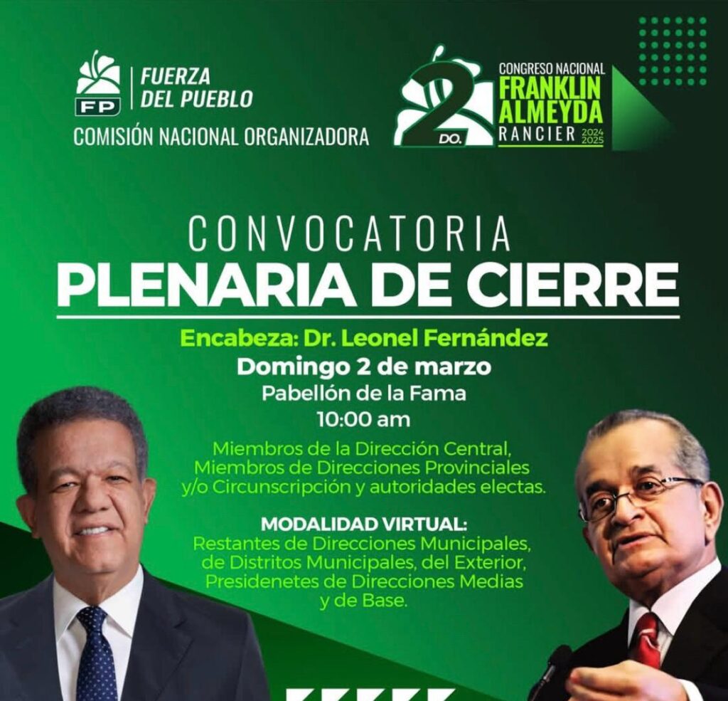 FP realizará este domingo plenaria de cierre de su congreso en el Pabellón de la Fama